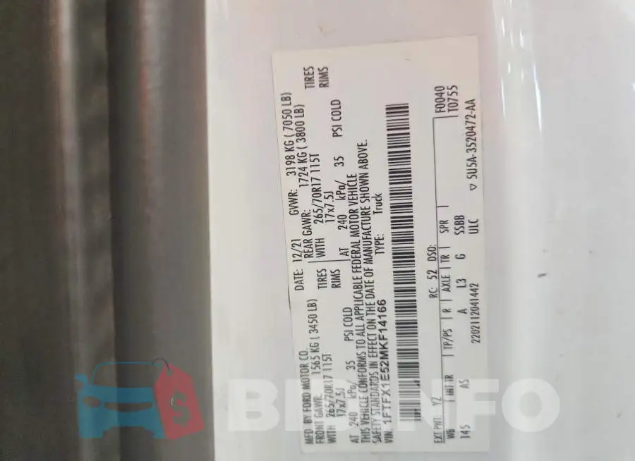 1FTFX1E52MKF14166 Photo# 12