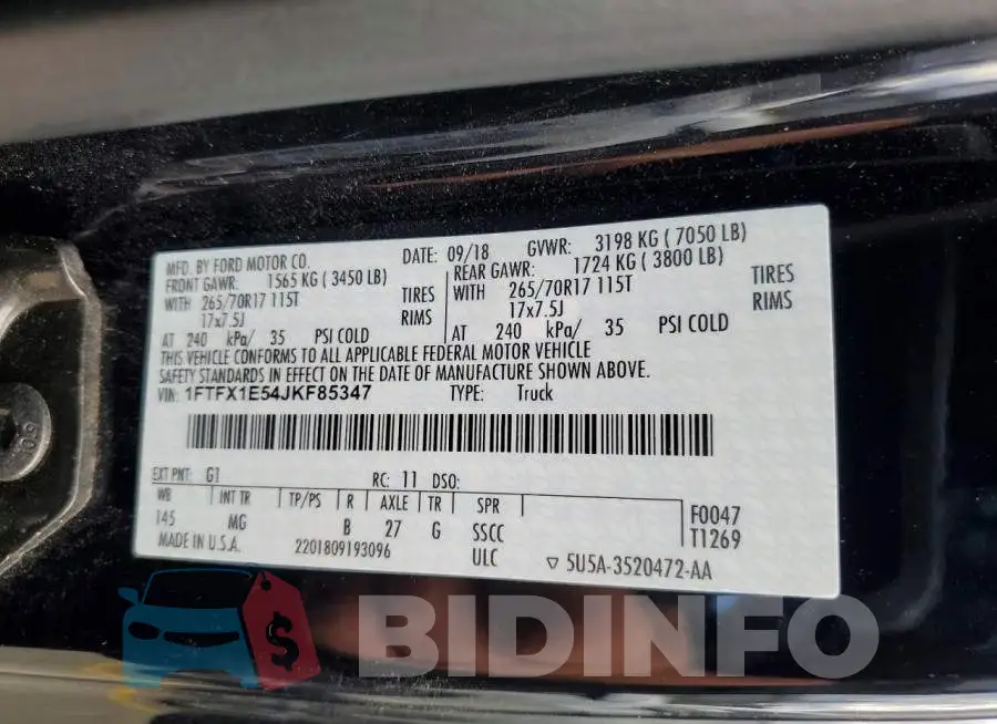 1FTFX1E54JKF85347 Photo# 12