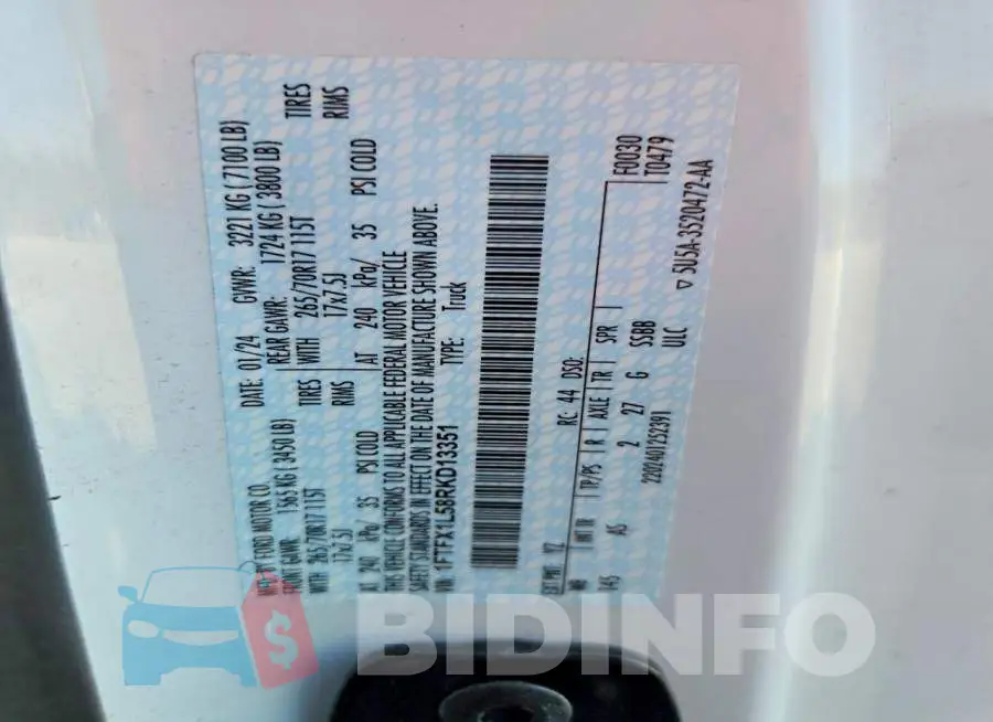 1FTFX1L58RKD13351 Photo# 12