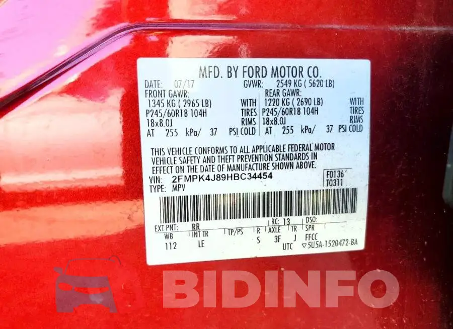 2FMPK4J89HBC34454 Photo# 14