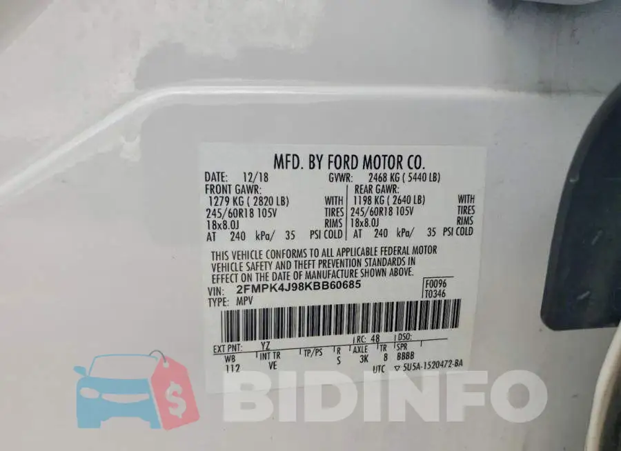 2FMPK4J98KBB60685 Photo# 12