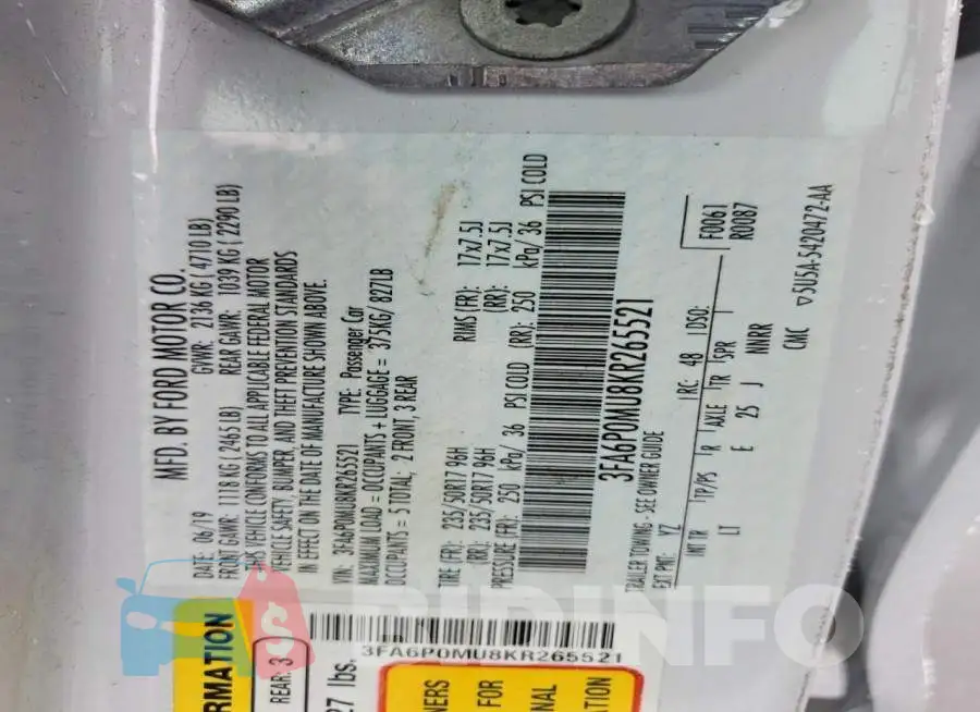 3FA6P0MU8KR265521 Photo# 12