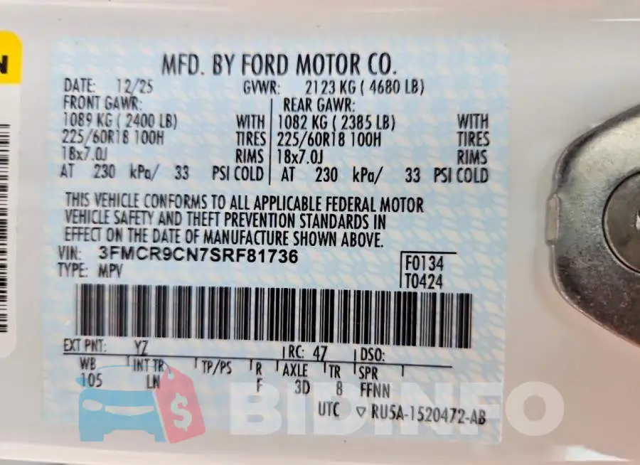 3FMCR9CN7SRF81736 Photo# 13