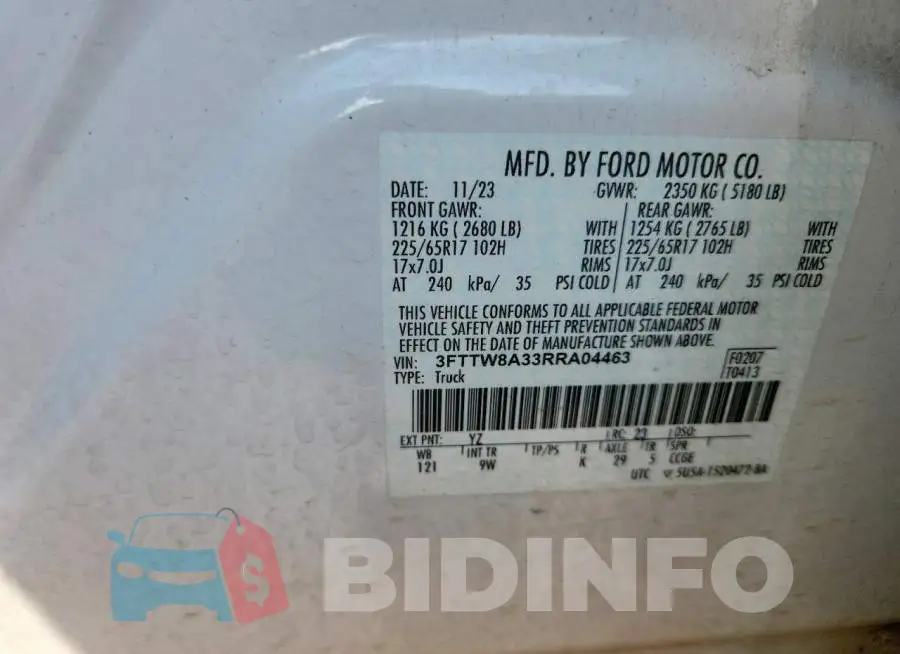 3FTTW8A33RRA04463 Photo# 13
