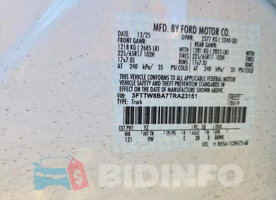 3FTTW8BA7TRA23151 Photo# 12