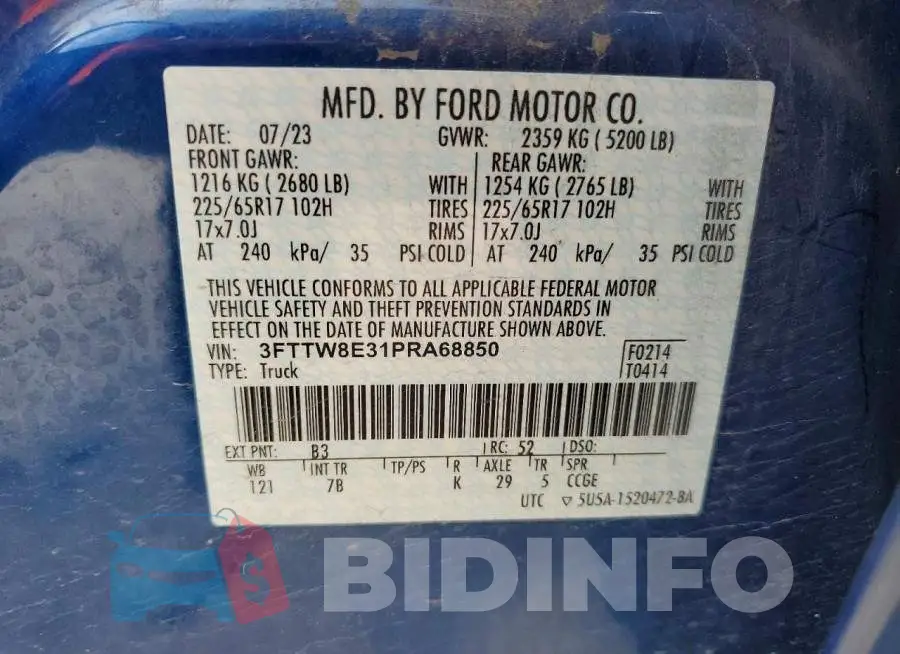 3FTTW8E31PRA68850 Photo# 12