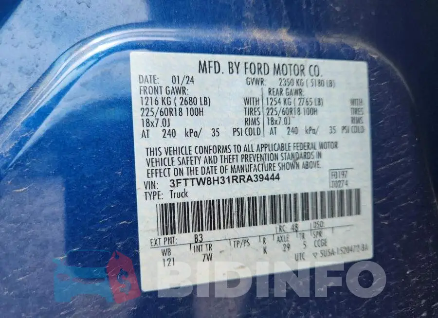3FTTW8H31RRA39444 Photo# 12
