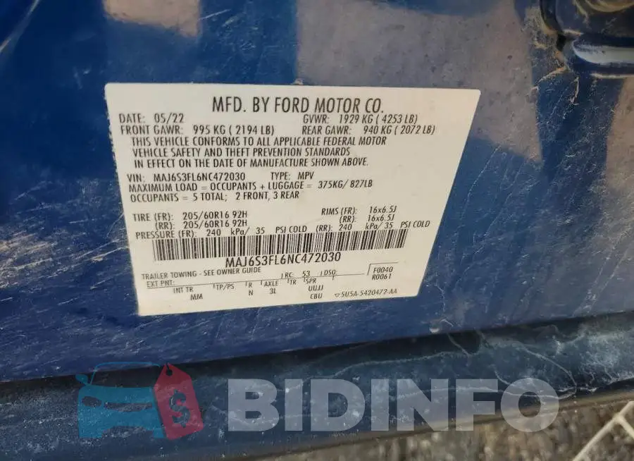 MAJ6S3FL6NC472030 Photo# 13