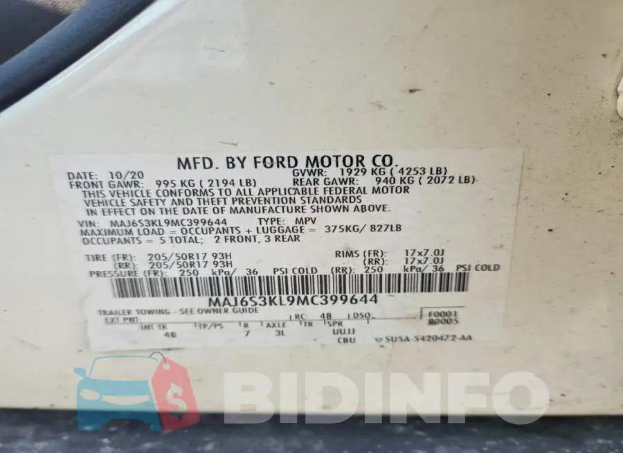 MAJ6S3KL9MC399644 Photo# 14