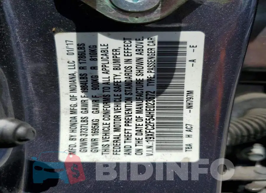 19XFC2F54HE023672 Photo# 13