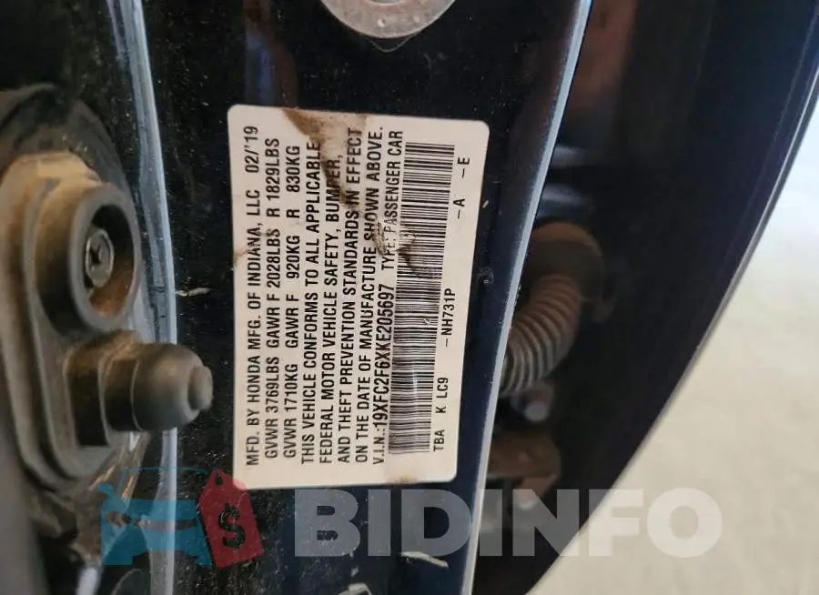 19XFC2F6XKE205697 Photo# 12