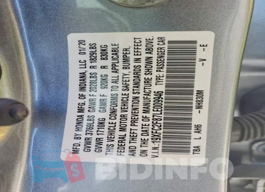 19XFC2F87LE009946 Photo# 12