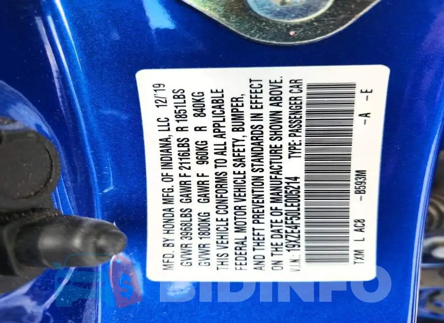 19XZE4F50LE005214 Photo# 12