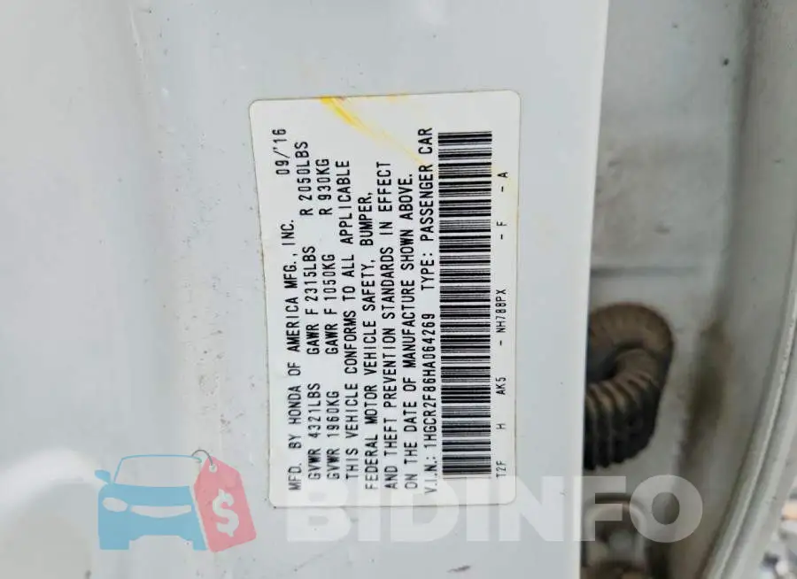 1HGCR2F86HA064269 Photo# 12