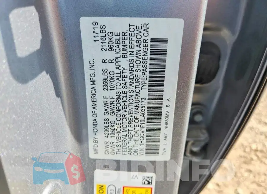 1HGCV1F10LA035173 Photo# 12