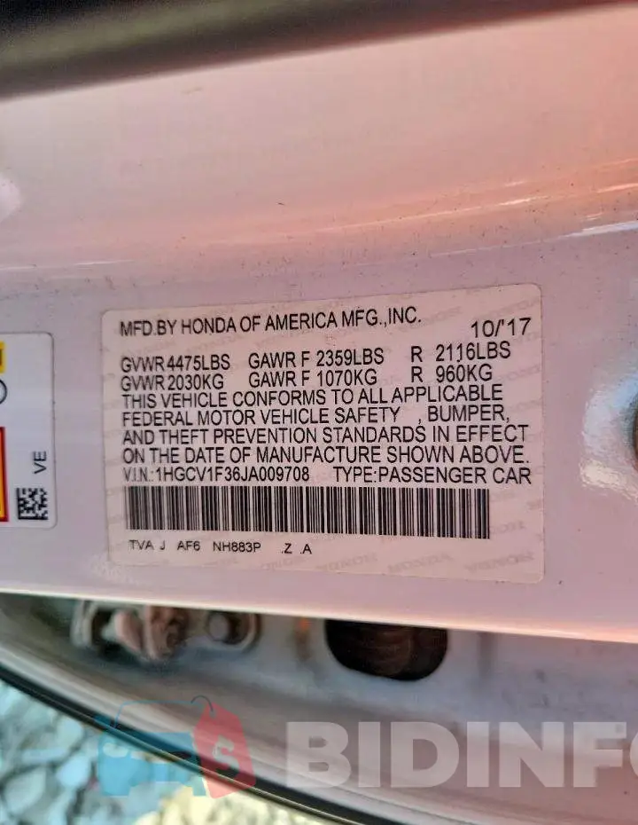 1HGCV1F36JA009708 Photo# 13