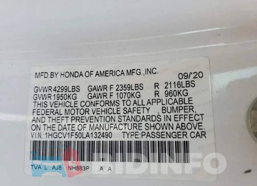1HGCV1F50LA132490 Photo# 12