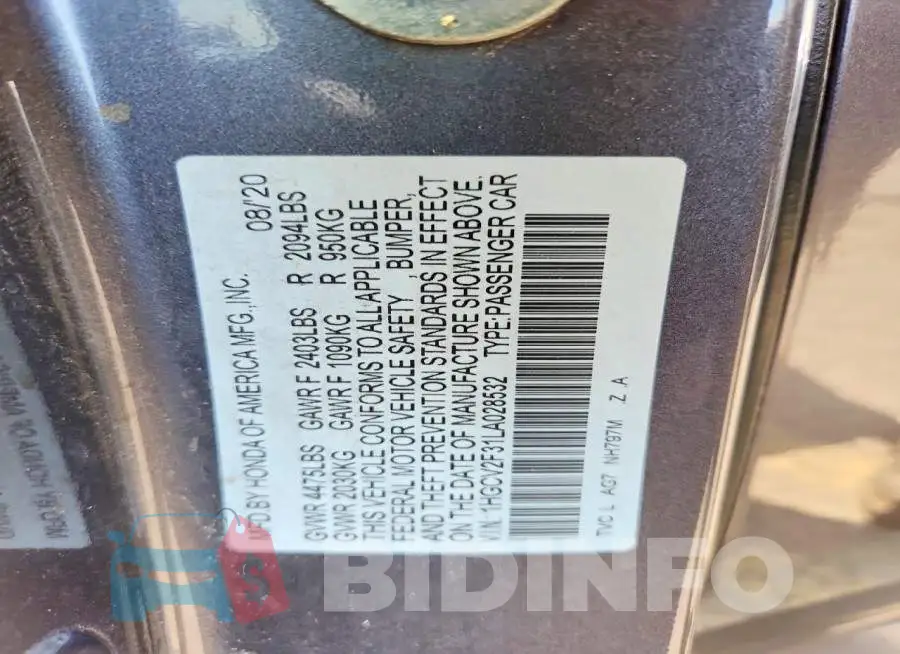 1HGCV2F31LA028532 Photo# 12