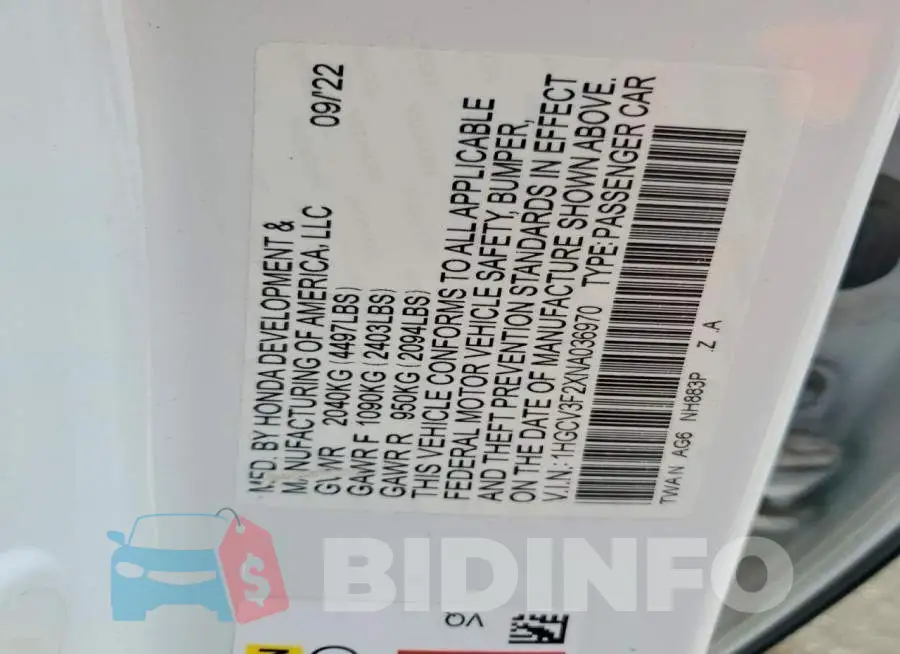 1HGCV3F2XNA036970 Photo# 12