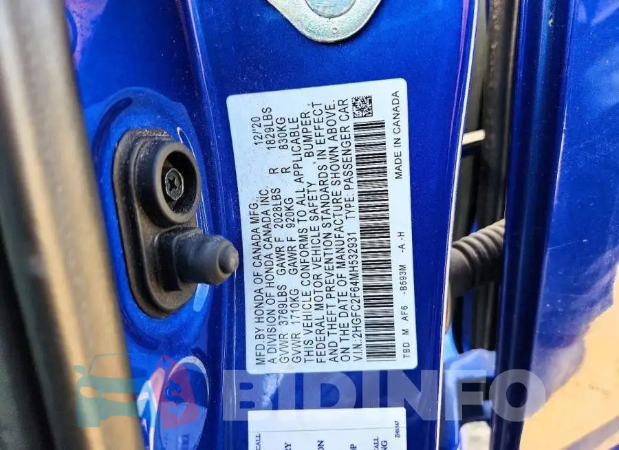 2HGFC2F64MH532931 Photo# 12