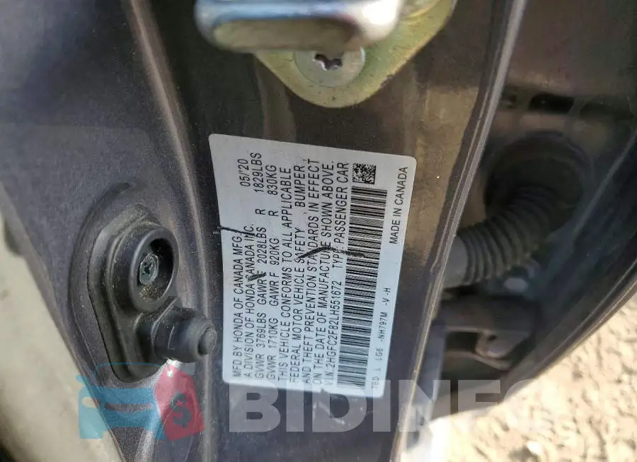 2HGFC2F82LH551672 Photo# 12
