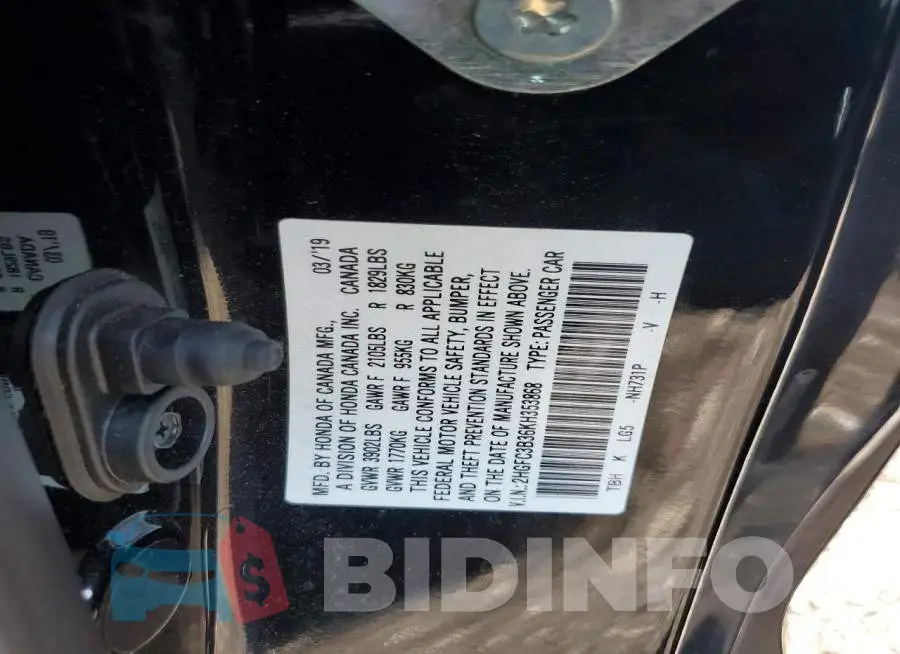 2HGFC3B36KH353868 Photo# 12