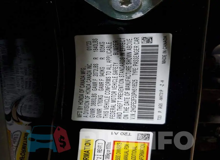 2HGFE2F53PH518525 Photo# 12