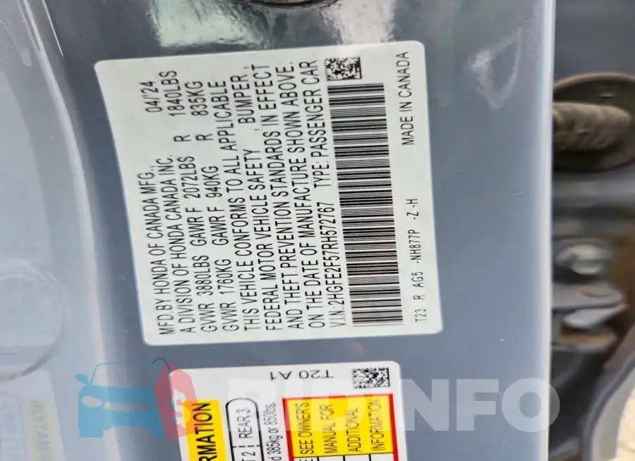 2HGFE2F57RH572767 Photo# 12