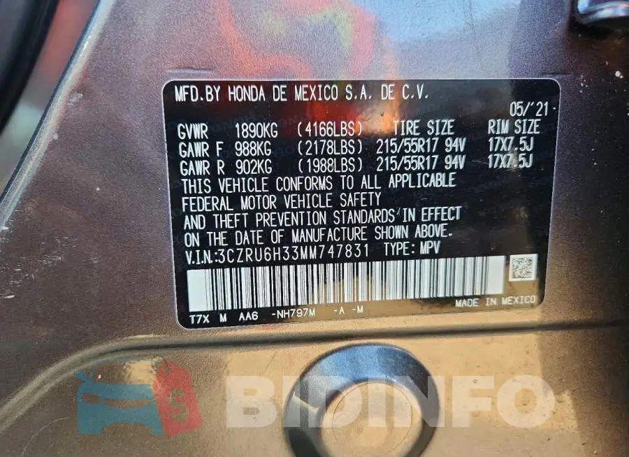 3CZRU6H33MM747831 Photo# 13