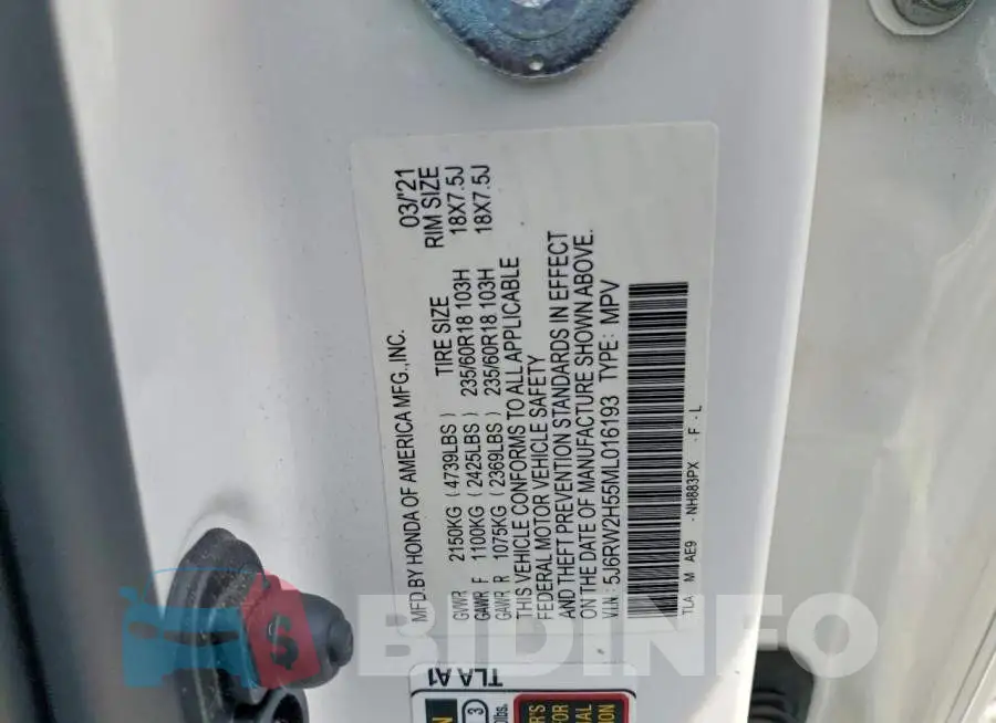 5J6RW2H55ML016193 Photo# 14