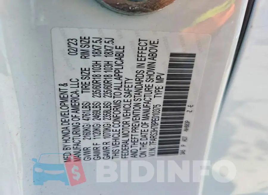 7FARS3H78PE010375 Photo# 13