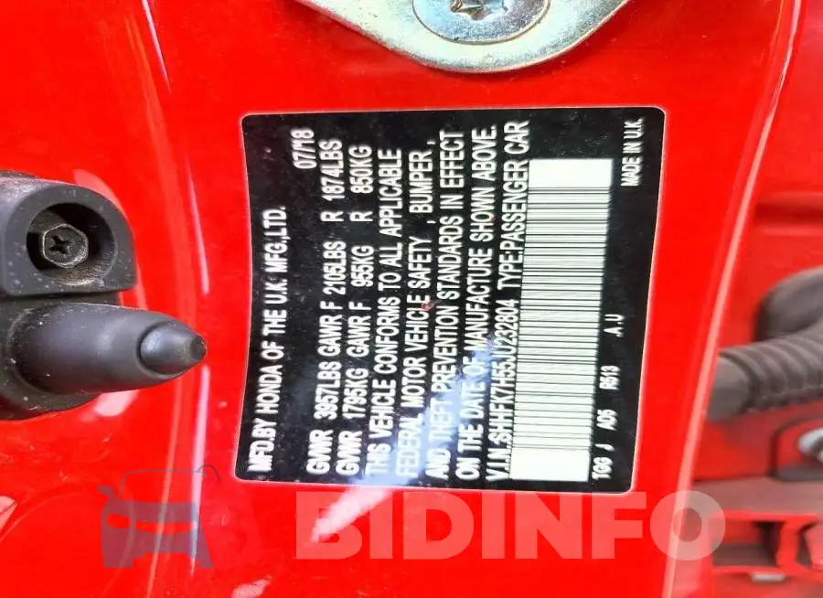 SHHFK7H55JU232804 Photo# 12
