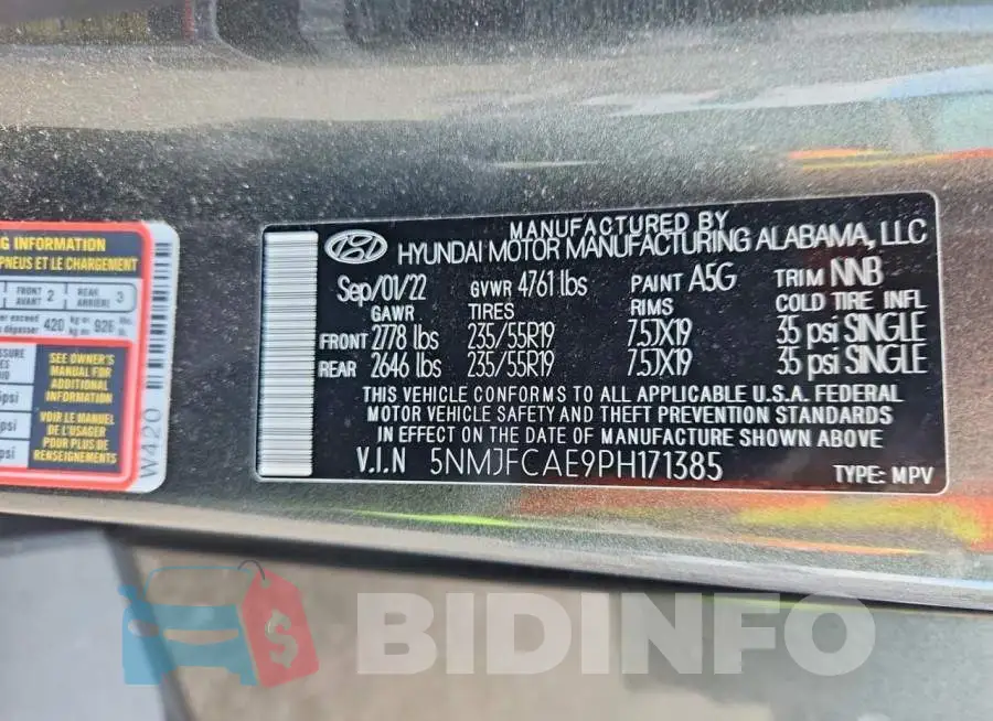 5NMJFCAE9PH171385 Photo# 13