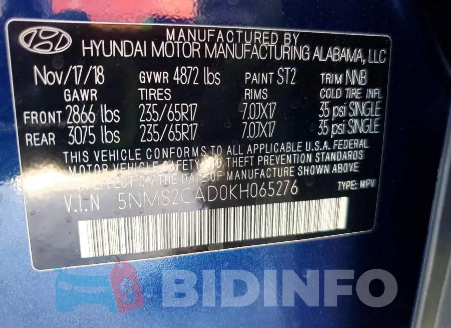 5NMS2CAD0KH065276 Photo# 13
