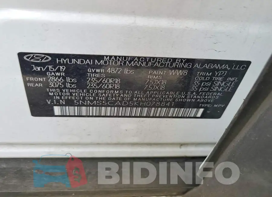 5NMS5CAD5KH078841 Photo# 13