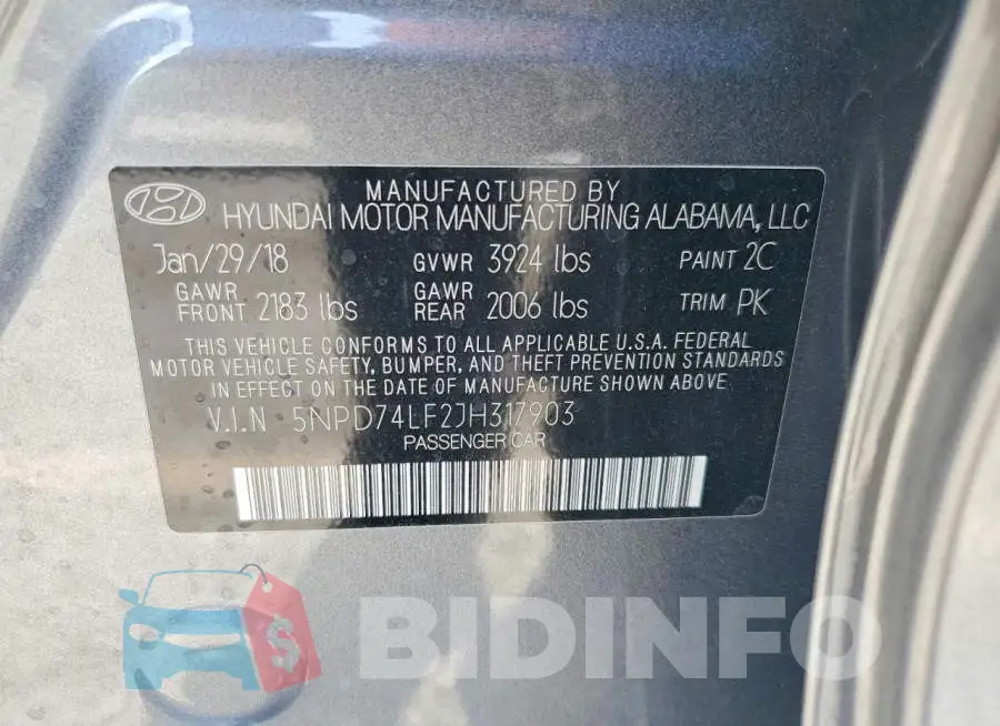 5NPD74LF2JH317903 Photo# 12