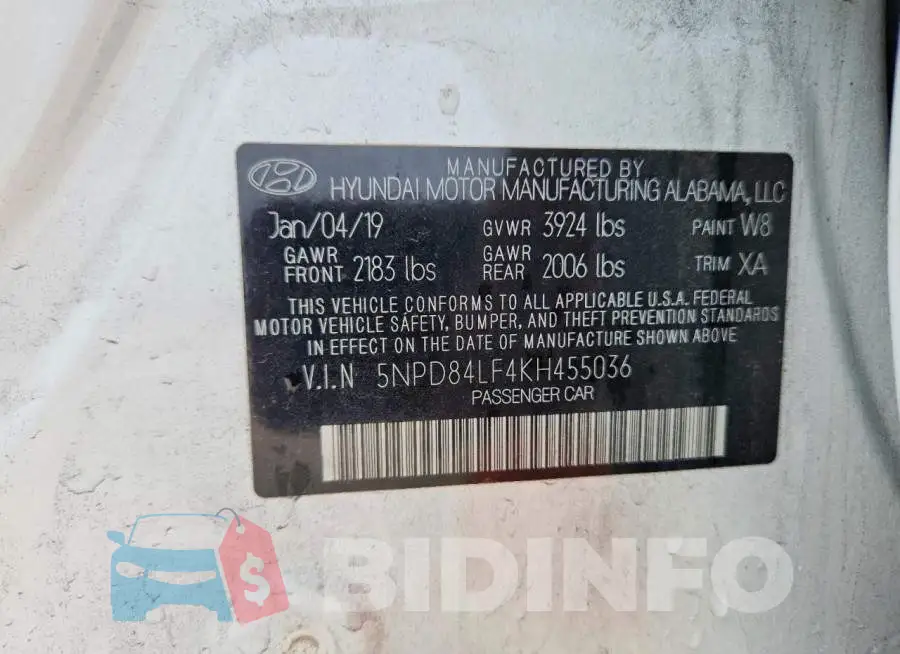 5NPD84LF4KH455036 Photo# 13