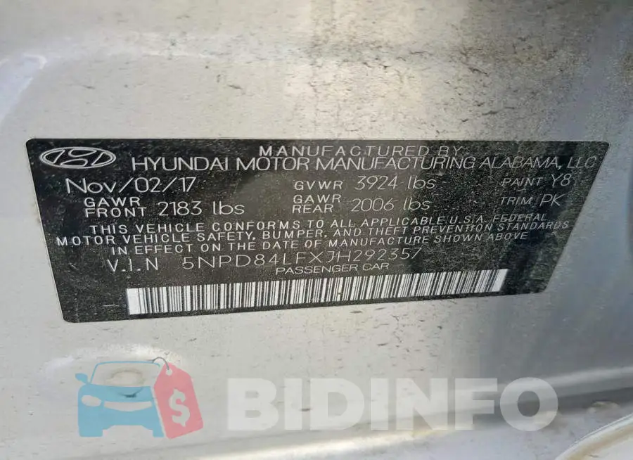 5NPD84LFXJH292357 Photo# 12