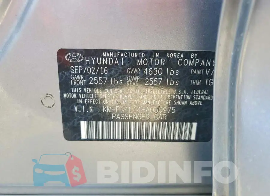 KMHE34L14HA050975 Photo# 12