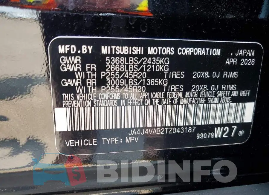 JA4J4VAB2TZ043187 Photo# 13