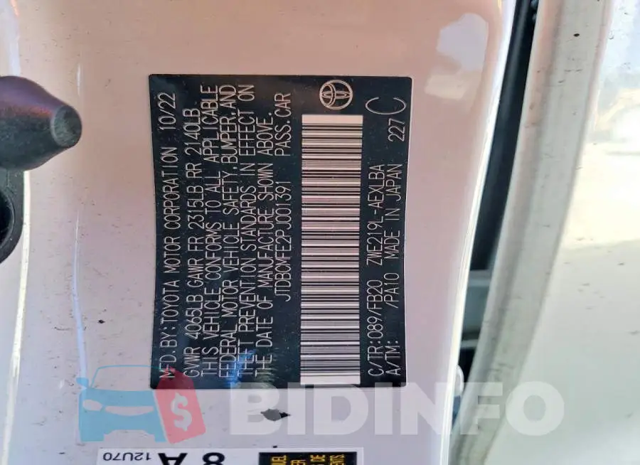 JTDBCMFE2PJ001391 Photo# 12