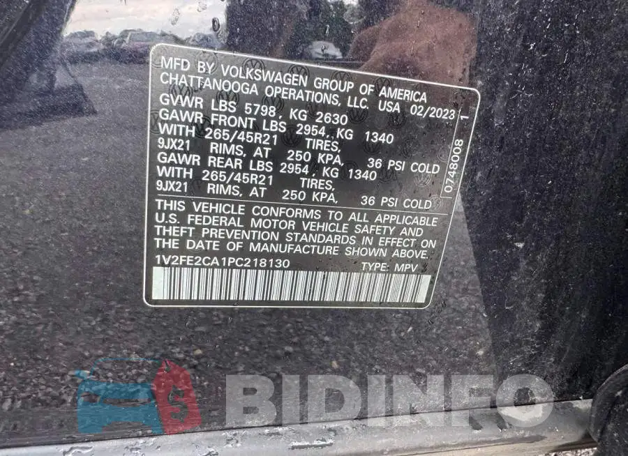 1V2FE2CA1PC218130 Photo# 13