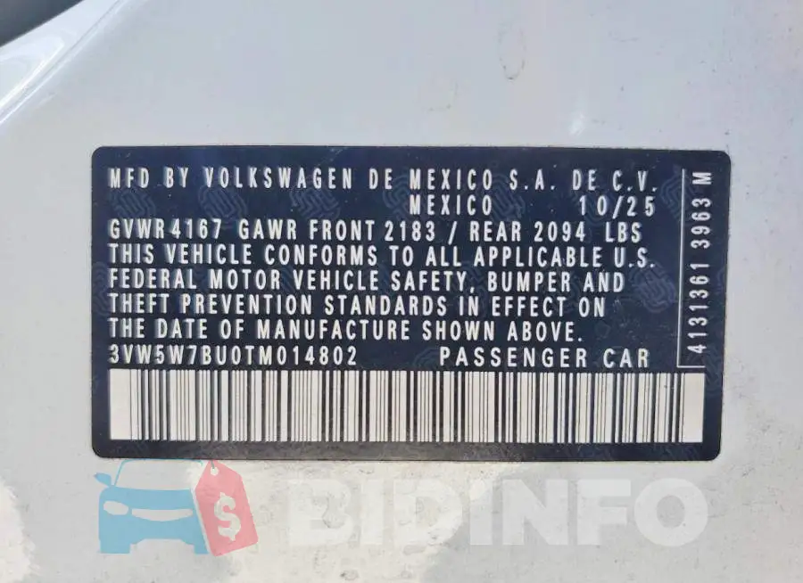 3VW5W7BU0TM014802 Photo# 12