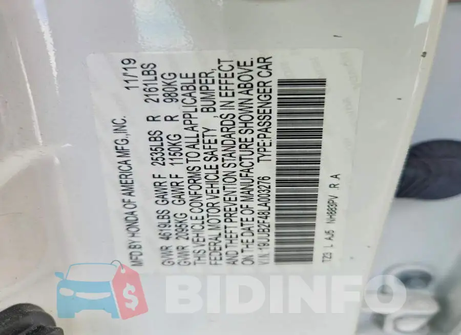 19UUB2F48LA003276 Photo# 12
