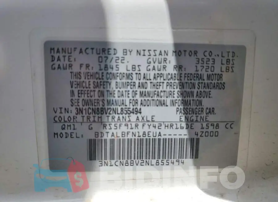 3N1CN8BV2NL855494 Photo# 13