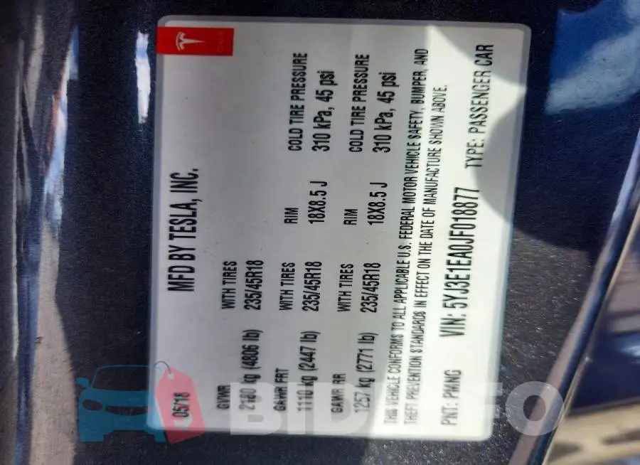 5YJ3E1EA0JF018877 Photo# 12
