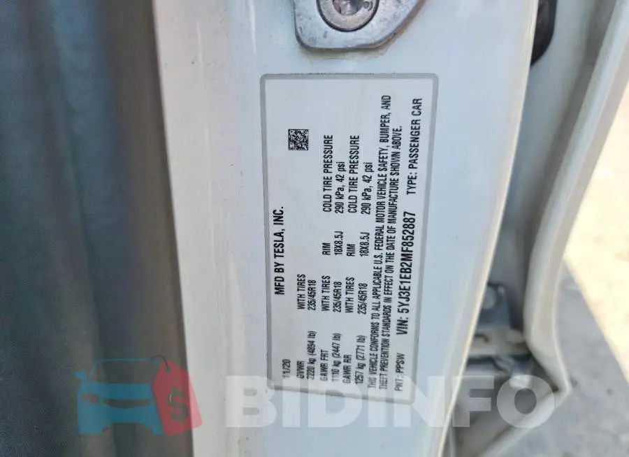 5YJ3E1EB2MF852887 Photo# 12