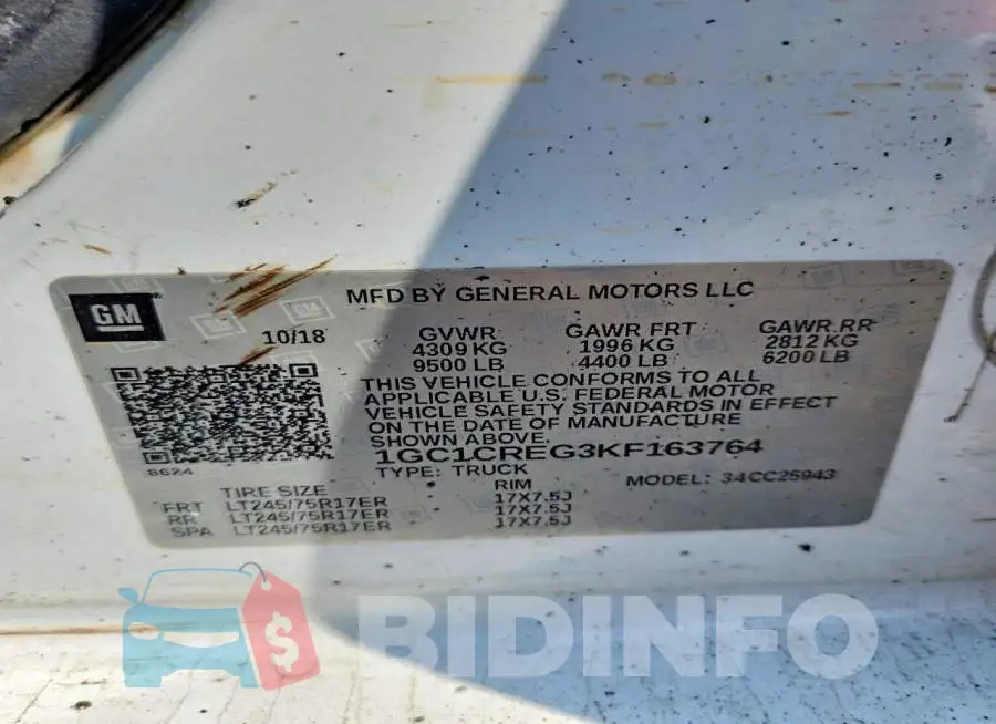 1GC1CREG3KF163764 Photo# 12