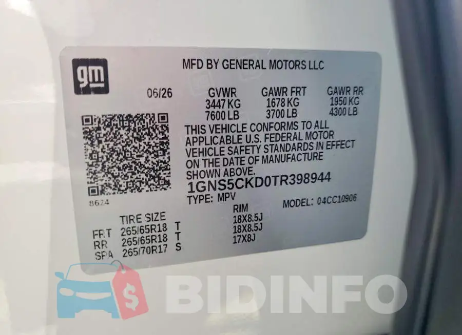 1GNS5CKD0TR398944 Photo# 13