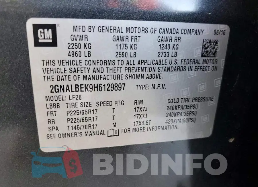 2GNALBEK9H6129897 Photo# 14